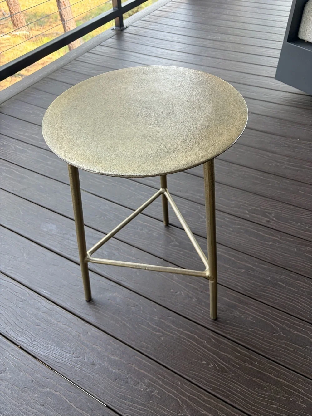 Pottery Barn “Briar” Metal Indoor/Outdoor Accent Table, Antique Brass, 22”Hx14”W